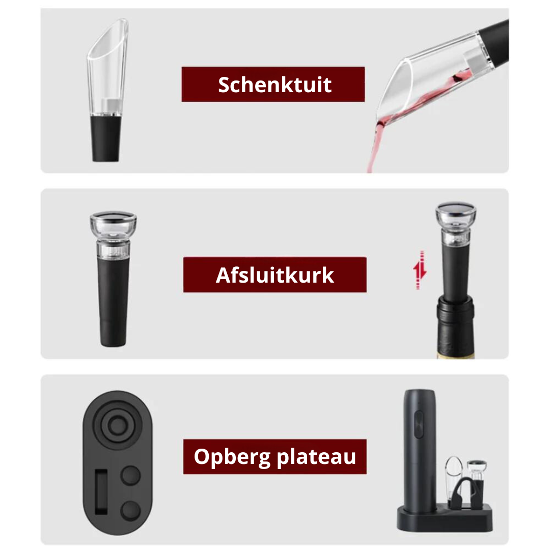 CorkEase Deluxe™ - Uw oplaadbare wijnopener met accessoires