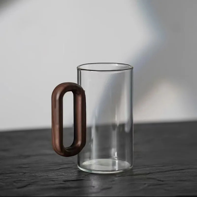 Borosilikatglas mit Holzgriff